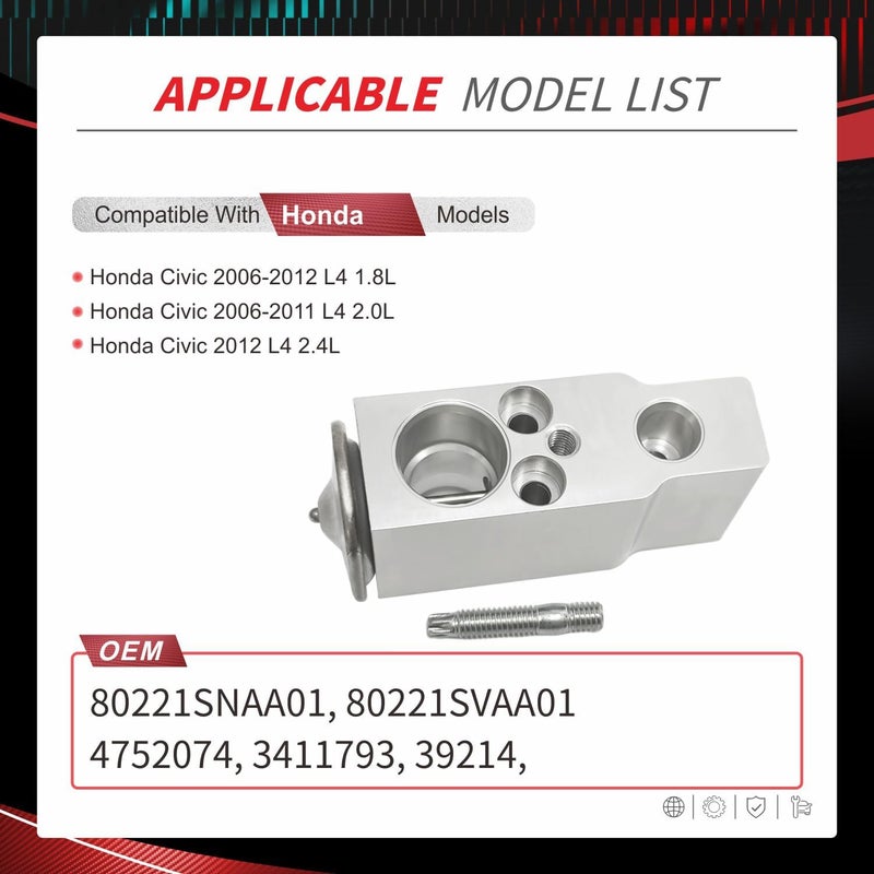 NITOYO A/C Expansion Valve Compatible with 2006-2012 Honda Civic 1.8L 2.0L 2.4L 2 Door Coupe Only, Replaces 4752074, 80221SNAA01, 80221SVAA01 - Image 2